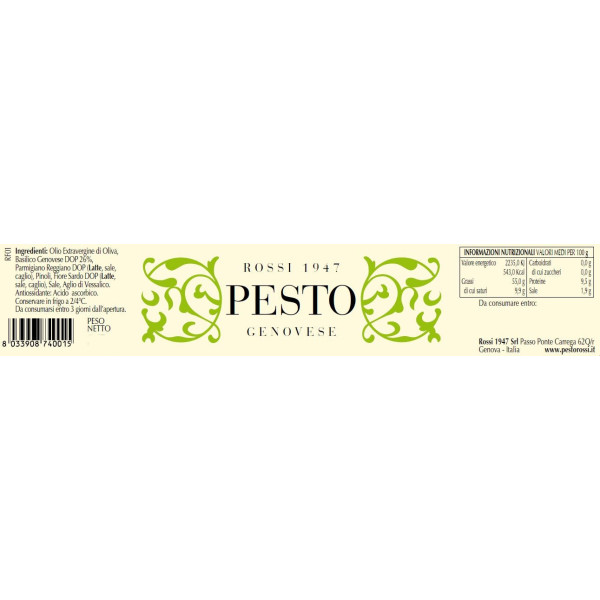 Das frische genuesische Pesto von Rossi - 1 kg Mastle.