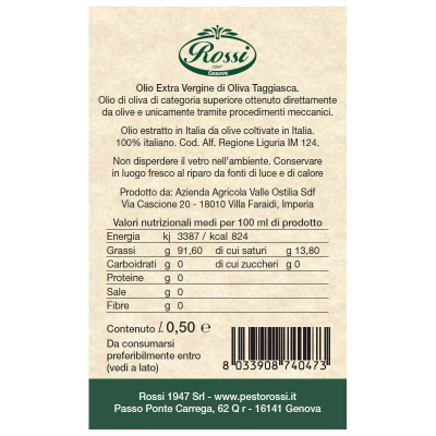 Olio extravergine d'oliva Taggiasca - 0,5 lt