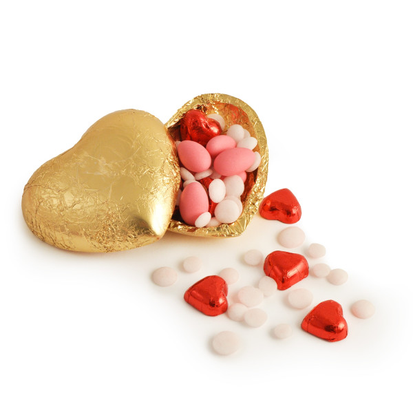 Cuore di cioccolato ripieno di ginevrine, 150 gr - Confezione di San Valentino