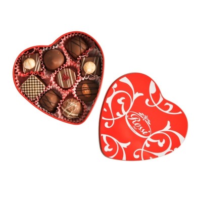 Boîte coeur fourrée aux pralines, 130 gr